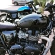 Motone Classic Cafe Racer custom Knee Pads - Black Pinstripe