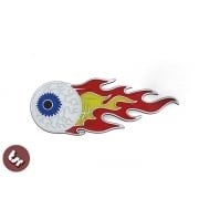 Flaming Eyeball HotRod CNC Badge/Emblem Legshield/Panel fits VESPA/LAMBRETTA/Car