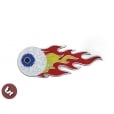 Flaming Eyeball HotRod CNC Badge/Emblem Legshield/Panel fits VESPA/LAMBRETTA/Car