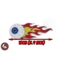 Flaming Eyeball HotRod CNC Badge/Emblem Legshield/Panel fits VESPA/LAMBRETTA/Car