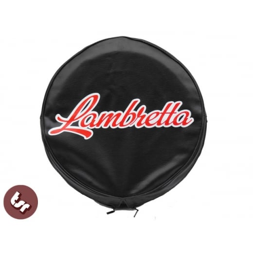 LAMBRETTA TSR 10" Spare Wheel Cover Custom Hot Rod Script On Black