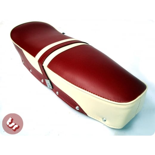 LAMBRETTA TSR Top Quality Bench Seat 2Tone OxBlood Red/Cream SX/GP/LI/LIS/TV