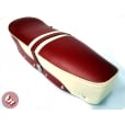 LAMBRETTA TSR Top Quality Bench Seat 2Tone OxBlood Red/Cream SX/GP/LI/LIS/TV