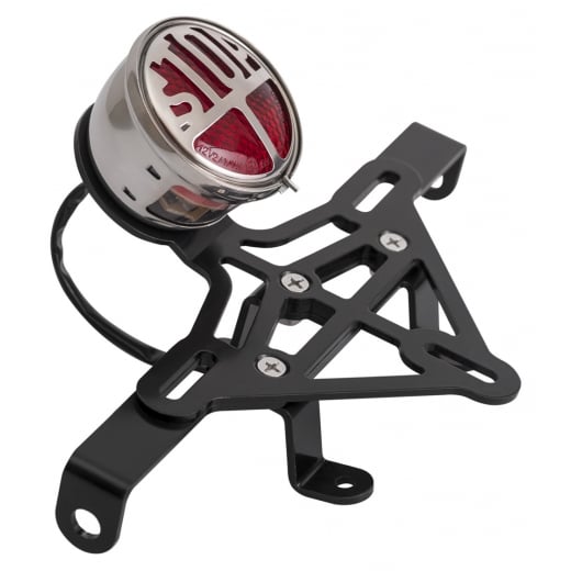 Motone Miller Polish Stop Tail Light - Rear Mudguard Bracket - Indicator Plate - Loom KIT