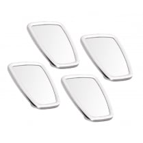 SCOOTER Chromed Rectangle Stadium Mirror Head White Rubber Surround MOD x4