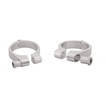 Wrap-Around Fork M10 (10mm) Indicator Turn Signal Bracket Clamps - Pair - 35mm - Brushed
