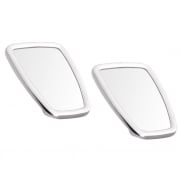SCOOTER Chrome Rectangle Stadium Mirror Head White Rubber Surround MOD x2