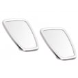 SCOOTER Chrome Rectangle Stadium Mirror Head White Rubber Surround MOD x2