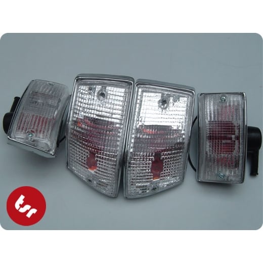 VESPA Custom Chrome/Clear Lens Indicator/Turn Signal Set PX/T5/LML Top Quality