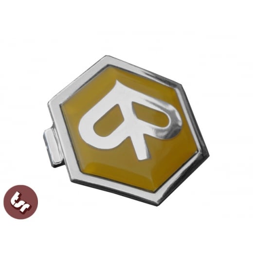 VESPA Horncast Hex Badge-Chrome Piaggio PX/LML Yellow