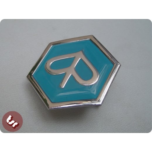 VESPA Horncast Hex Badge- Chrome Piaggio PX/T5/LML Blue