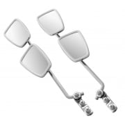 VESPA/LAMBRETTA 4xChrome Stadium Mirror Heads with 2x14" Stems and 2xBrackets