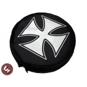 VESPA/LAMBRETTA TSR 10" Spare Wheel Cover - Iron/Maltese Cross Hot Rod