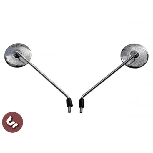 VESPA PX Custom Engraved/Chromed Mirror Set Left/Right 10mm thread