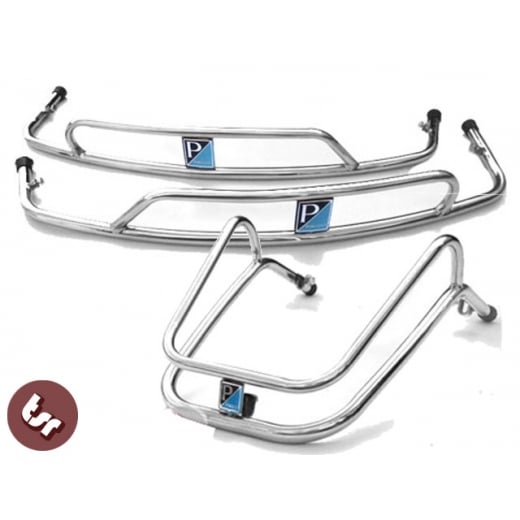 VESPA PX/LML/T5 STAINLESS Steel Mudguard+Side Panel Crash Bar Kit+Badges