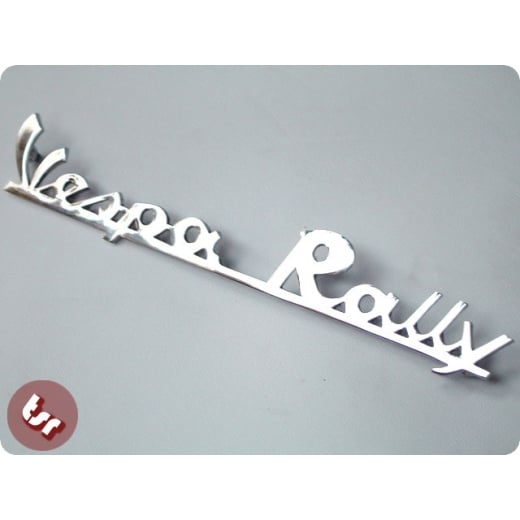 VESPA Rear Frame Script Badge 'Vespa Rally' Chrome