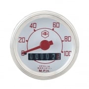 VESPA Round Speedo/Speedometer 100mph White Face/Red Text V50/V90/V100