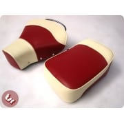 VESPA TSR Front Saddle Rear Seat Set 2 Tone Oxblood Red/Cream PX/VBB/VLB