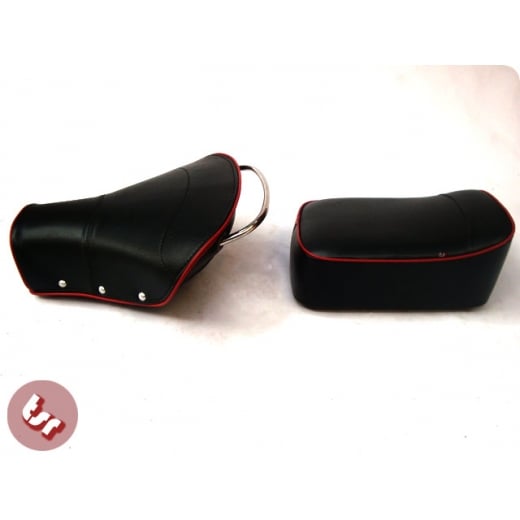 VESPA TSR Front Saddle Rear Seat Set Black/Red PX/VBB/VLB