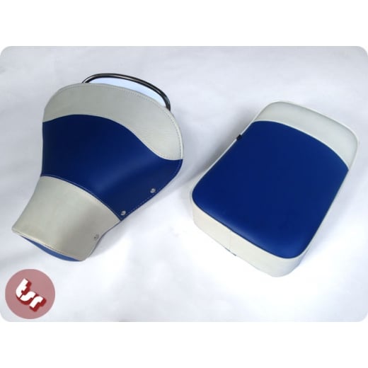 VESPA TSR Front Saddle Rear Seat Set Blue/White PX/VBB
