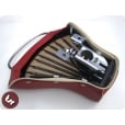 VESPA TSR Front Saddle Rear Seat Set Oxblood Red/Cream Pipe PX/VBB/VLB