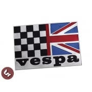 VESPA Union Jack Race Flag Billet CNC Side Panel/Legshield Badge/Emblem PX/LML
