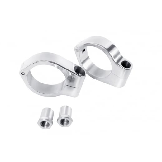 Motone Wrap-Around Fork M10 (10mm) Indicator Turn Signal Bracket Clamps - Pair - 39mm - Polished
