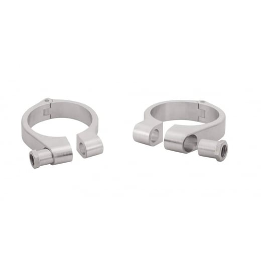 Motone Wrap-Around Fork M10 (10mm) Indicator Turn Signal Bracket Clamps - Pair - 49mm - Brushed